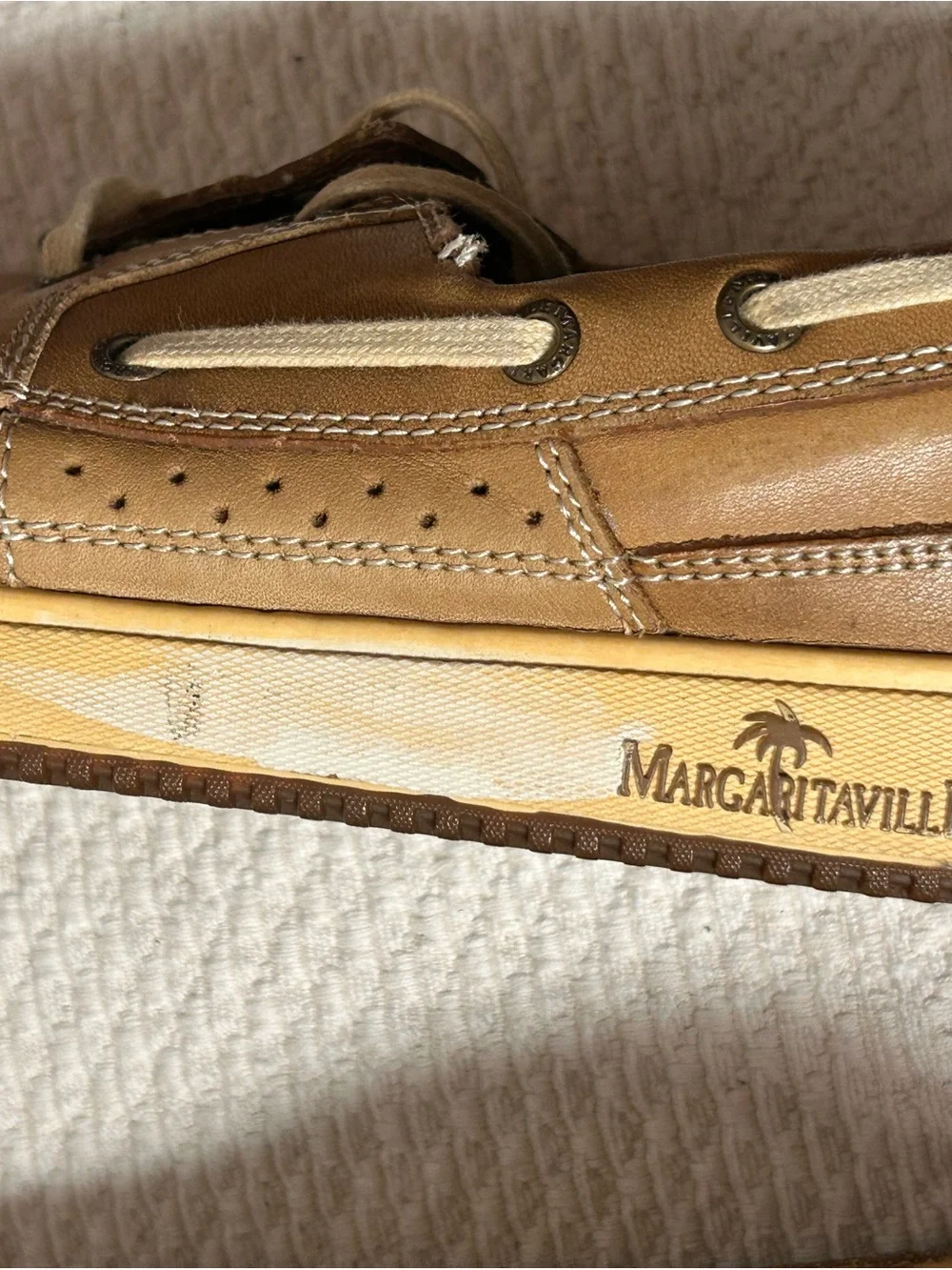 Margaritaville Men's Light Brown Leather Boat Shoes